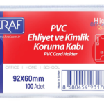 Kraf Kart Poşeti Pvc 92x60mm Ehliyet & Kimlik 100 Lü