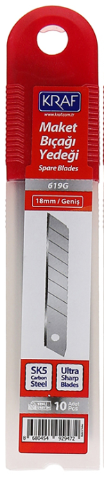Kraf Maket Bıçağı Yedeği Geniş Ultra Karbon Çelik Sk5 100 Lü 619g - Görsel 2