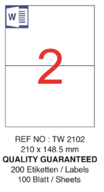 Tanex Laser Etiket Tw-2102 210 X 148.5 Mm ( 2 ) 100 Lü - Görsel 2