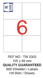 Tanex Laser Etiket Tw-2303 105 X 99 Mm ( 6 ) 100 Lü - Görsel 2