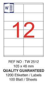 Tanex Laser Etiket Tw-2512 105 X 46 Mm ( 12 ) 100 Lü - Görsel 2