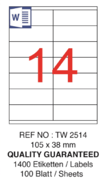 Tanex Laser Etiket Tw-2514 105 X 38 Mm ( 14 ) 100 Lü - Görsel 2