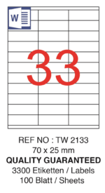 Tanex Laser Etiket Tw-2133 70 X 25 Mm ( 33 ) 100 Lü - Görsel 2