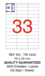 Tanex Laser Etiket Tw-2433 70 X 23 Mm 100 Lü - Görsel 2