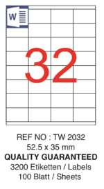 Tanex Laser Etiket Tw-2032 52.5 X 35 Mm ( 32 ) 100 Lü - Görsel 2