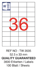 Tanex Laser Etiket Tw-2035 52.5 X 33 Mm ( 36 ) 100 Lü - Görsel 2