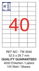 Tanex Laser Etiket Tw-2040 52.5 X 29.7 Mm ( 40 ) 100 Lü - Görsel 2