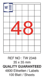 Tanex Laser Etiket Tw-2348 35 X 35 Mm ( 48 ) 100 Lü - Görsel 2