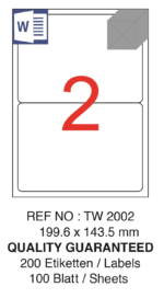 Tanex Laser Etiket Tw-2002 199.6 X 143.5 Mm ( 2 ) 100 Lü - Görsel 2