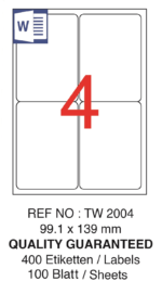 Tanex Laser Etiket Tw-2004 99.1 X 139 Mm ( 4 ) 100 Lü - Görsel 2