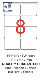 Tanex Laser Etiket Tw-2008 99.1 X 67.7 Mm ( 8 ) 100 Lü - Görsel 2