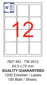 Tanex Laser Etiket Tw-2012 63.5 X 72 Mm ( 12 ) 100 Lü - Görsel 2