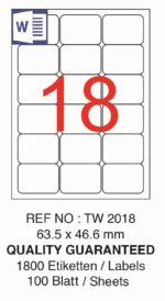 Tanex Laser Etiket Tw-2018 63.5 X 46.6 Mm ( 18 ) 100 Lü - Görsel 2