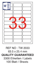 Tanex Laser Etiket Tw-2033 63.5 X 25.4 Mm ( 33 ) 100 Lü - Görsel 2