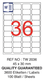 Tanex Laser Etiket Tw-2036 45 X 30 Mm ( 36 ) 100 Lü - Görsel 2