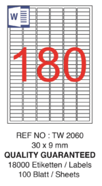 Tanex Laser Etiket Tw-2060 30 X 9 Mm ( 180 ) 100 Lü - Görsel 2