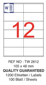 Tanex Laser Etiket Tw-2612 105 X 48 Mm ( 12 ) 100 Lü - Görsel 2