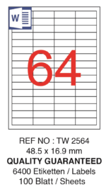 Tanex Laser Etiket Tw-2564 48.5 X 16.9 Mm ( 64 ) 100 Lü - Görsel 2