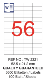 Tanex Laser Etiket Tw-2321 52.5 X 21.2 Mm ( 56 ) 100 Lü - Görsel 2