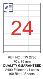 Tanex Laser Etiket Tw-2736 70 X 36 Mm ( 24 ) 100 Lü - Görsel 2