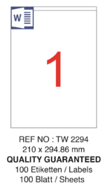 Tanex Laser Etiket Tw-2294 210 X 294.86 Mm ( 1 ) 100 Lü - Görsel 2
