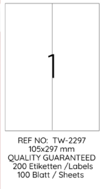 Tanex Laser Etiket Tw-2297 105 X 297 Mm 100 Lü - Görsel 2