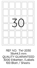 Tanex Laser Etiket Tw-2030 38 X 44.5 Mm 100 Lü - Görsel 2