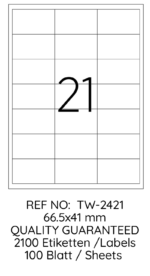Tanex Laser Etiket Tw-2421 66.5 X 41 Mm 100 Lü - Görsel 2