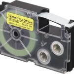 Casio XR-12FYW Etiket Yazıcısı Kartuşu Fosforlu Sarı - Siyah