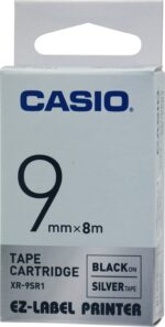 Casio Xr-9sr1 (Silver/black) Etiket Yazıcısı Kartuşu Gümüş Renk Üstüne Siyah Baskı - Görsel 2