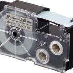 Casio XR-18SR1 (Silver/black) Etiket Yazıcısı Kartuşu Gümüş Renk Üstüne Siyah Baskı