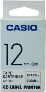 Casio XR-12X1 (Clr/bk) Etiket Yazıcısı Kartuşu Şeffaf Renk Üstüne Siyah Baskı - Görsel 2
