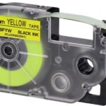 Casio Xr-9fyw Etiket Yazıcısı Kartuşu Fosforlu Sarı Üzerine Siyah