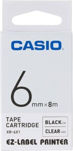 Casio XR-6X1 (Clr/bk) Etiket Yazıcısı Kartuşu Şeffaf Renk Üstüne Siyah Baskı