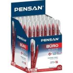 Pensan Büro Kırmızı Tükenmez Kalem 1Mm 2270 50 Li Paket