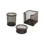 Masaüstü 3'lü Perfore Kalemlik Seti ( Kalemlik + Küpnotluk + Ataçlık )