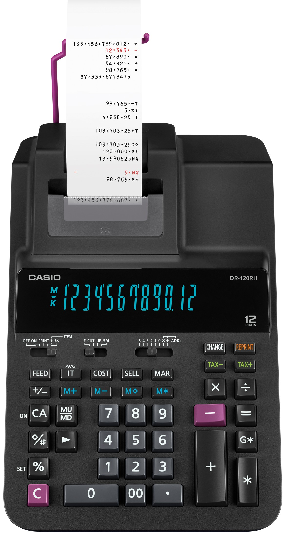 202185-1 Casıo Hesap Makinesi Şeritli Dr-120rıı-bk 12 Hane - Görsel 1