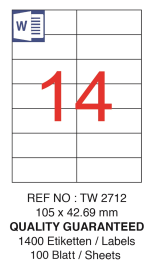 Tanex Laser Etiket Tw-2712 105 X 42.69 Mm ( 14 ) 100 Lü - Görsel 2
