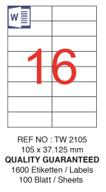 Tanex Laser Etiket Tw-2105 105 X 37.125 Mm ( 16 ) 100 Lü - Görsel 2