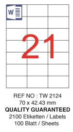 Tanex Laser Etiket Tw-2124 70 X 42.43 Mm ( 21 ) 100 Lü - Görsel 2