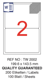 Tanex Laser Etiket Tw-2002 199.6 X 143.5 Mm ( 2 ) 100 Lü - Görsel 2