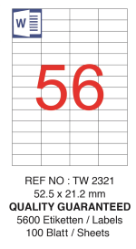 Tanex Laser Etiket Tw-2321 52.5 X 21.2 Mm ( 56 ) 100 Lü - Görsel 2